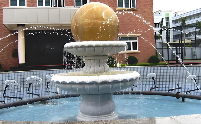 會(huì)轉(zhuǎn)動(dòng)的石雕風(fēng)水球噴泉--夏日清涼新寵！